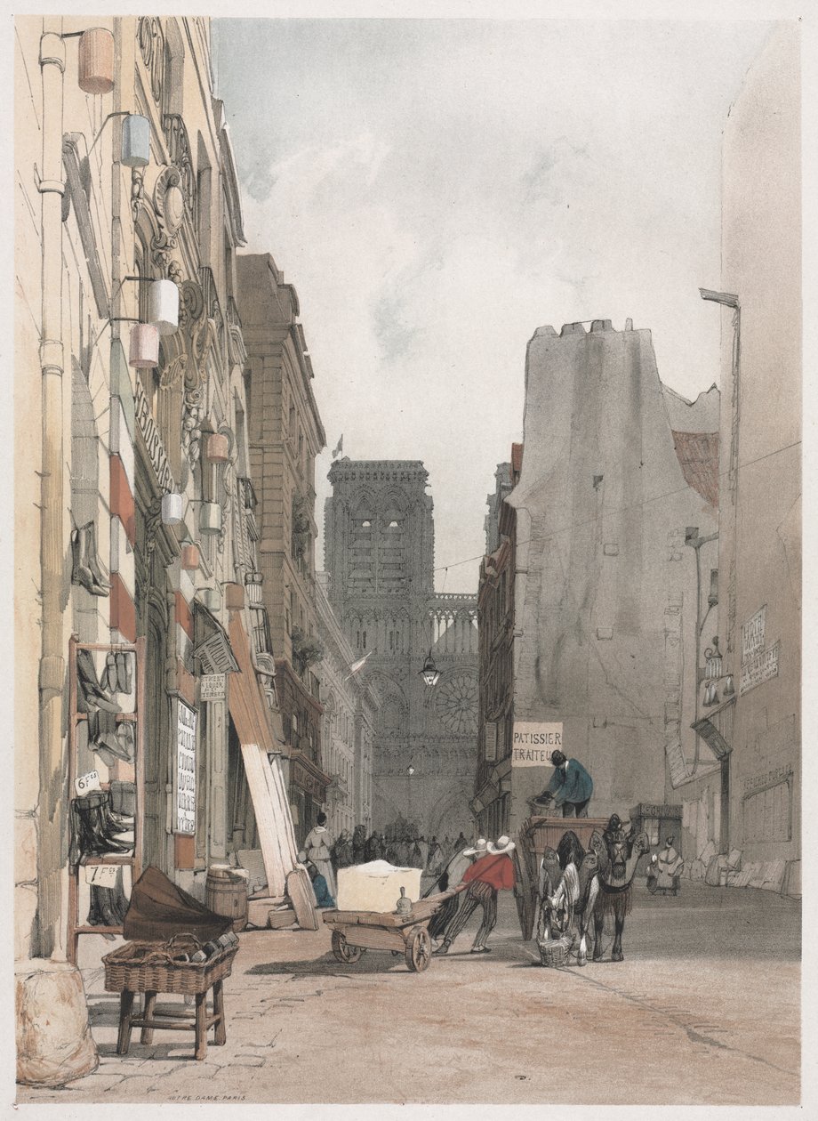 Malerisk arkitektur i Paris, Gent, Antwerpen, Rouen: Notre Dame, Paris af Thomas Shotter Boys