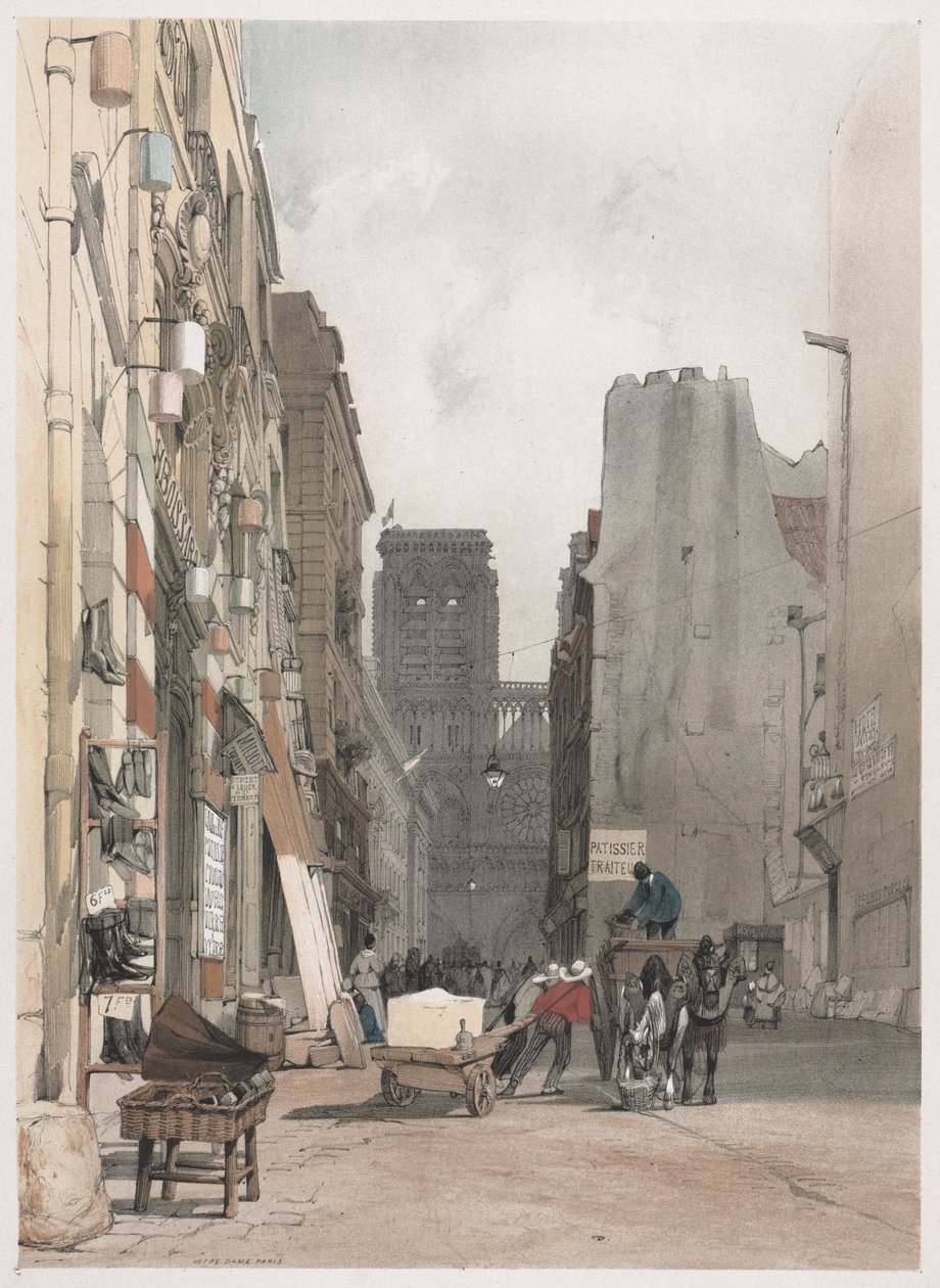 Malerisk arkitektur i Paris, Gent, Antwerpen, Rouen: Notre Dame, Paris, 1839. af Thomas Shotter Boys