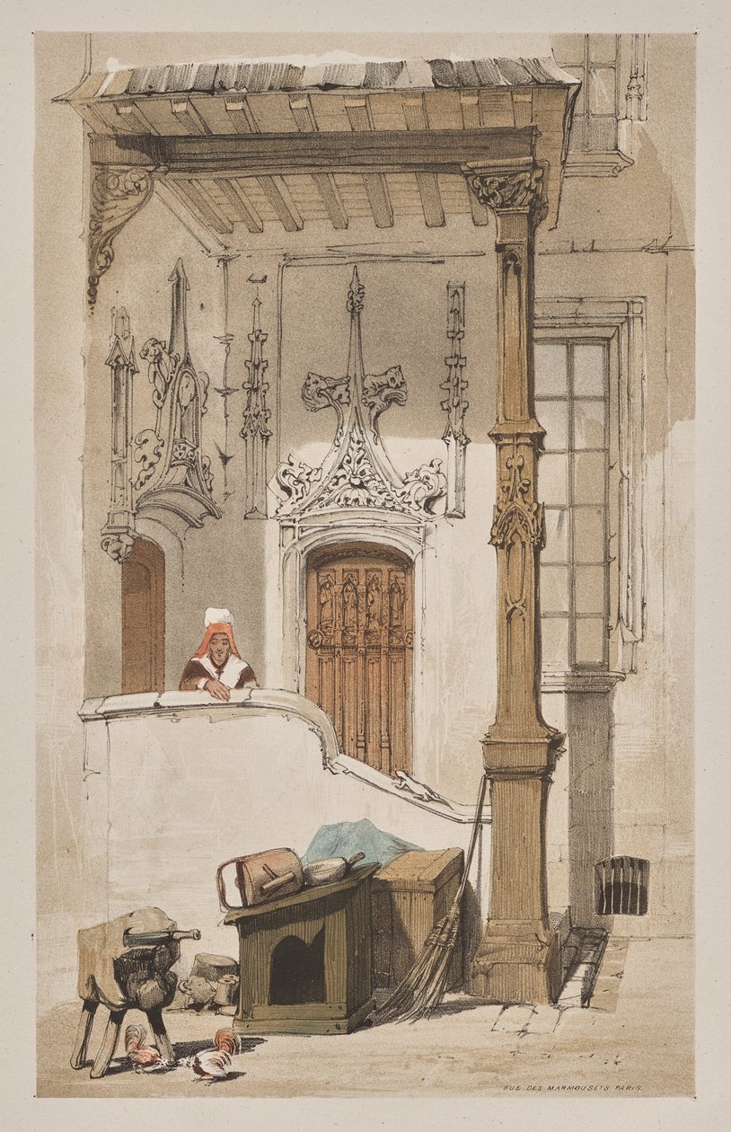 Malerisk arkitektur i Paris, Gent, Antwerpen, Rouen: Rue des Marmousets, Paris af Thomas Shotter Boys