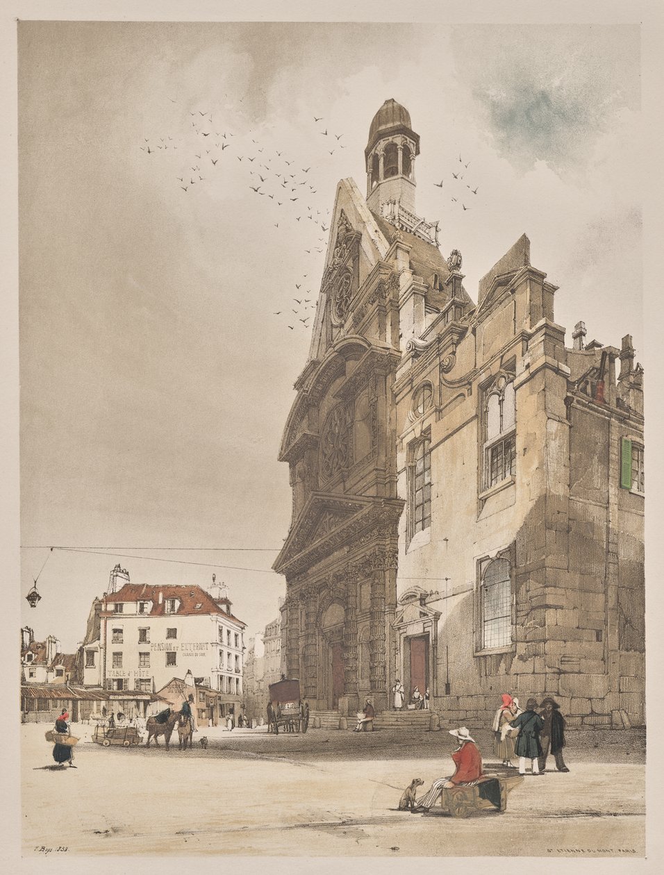 Malerisk arkitektur i Paris, Gent, Antwerpen, Rouen: St. Etienne du Mont, Paris af Thomas Shotter Boys