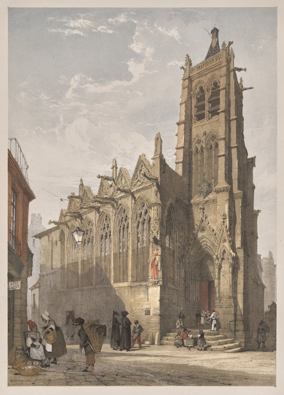 Malerisk arkitektur i Paris, Gent, Antwerpen, Rouen: St. Severin, Paris af Thomas Shotter Boys