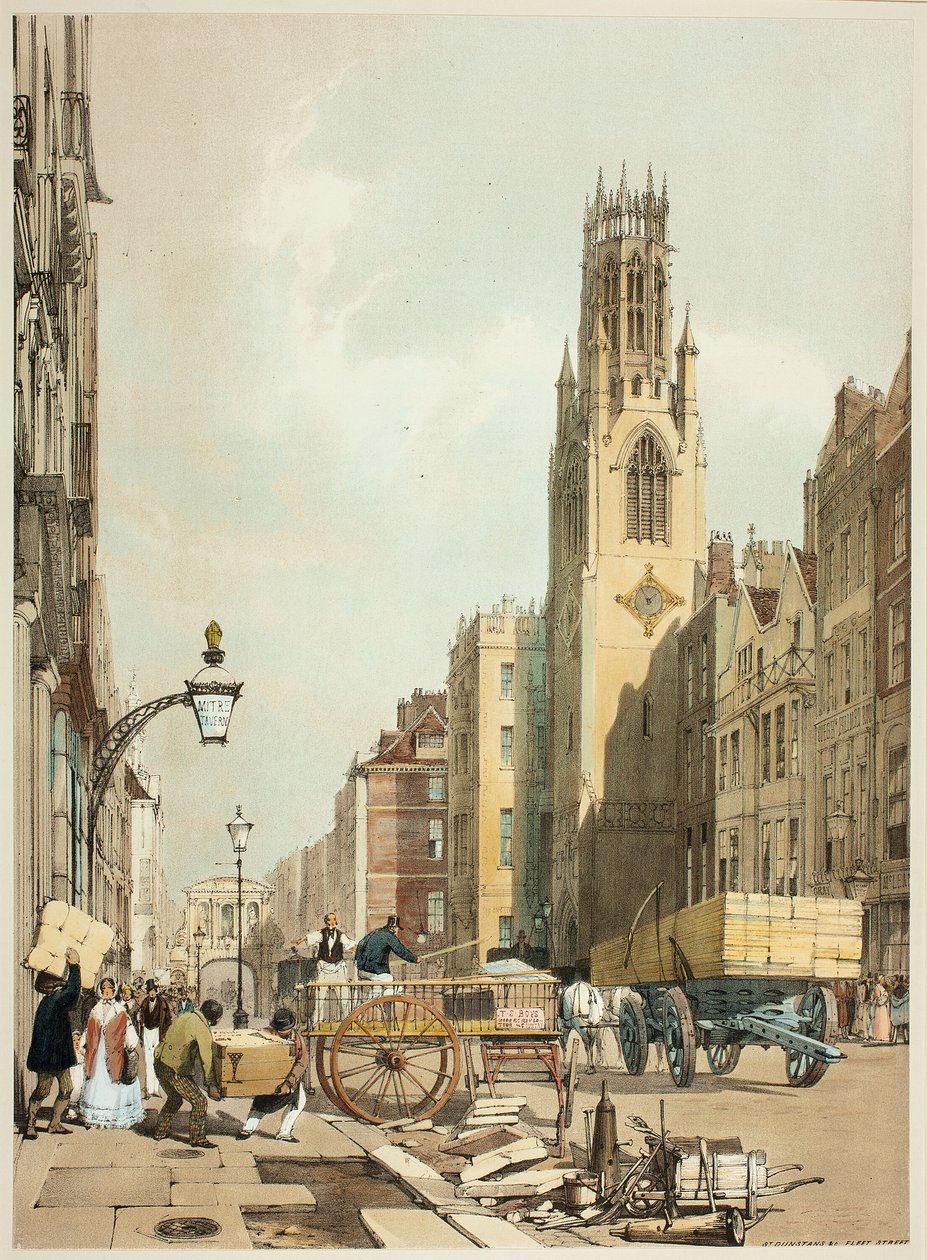 St. Dunstans Fleet Street, plade 23 fra Original Views of London as It Is af Thomas Shotter Boys