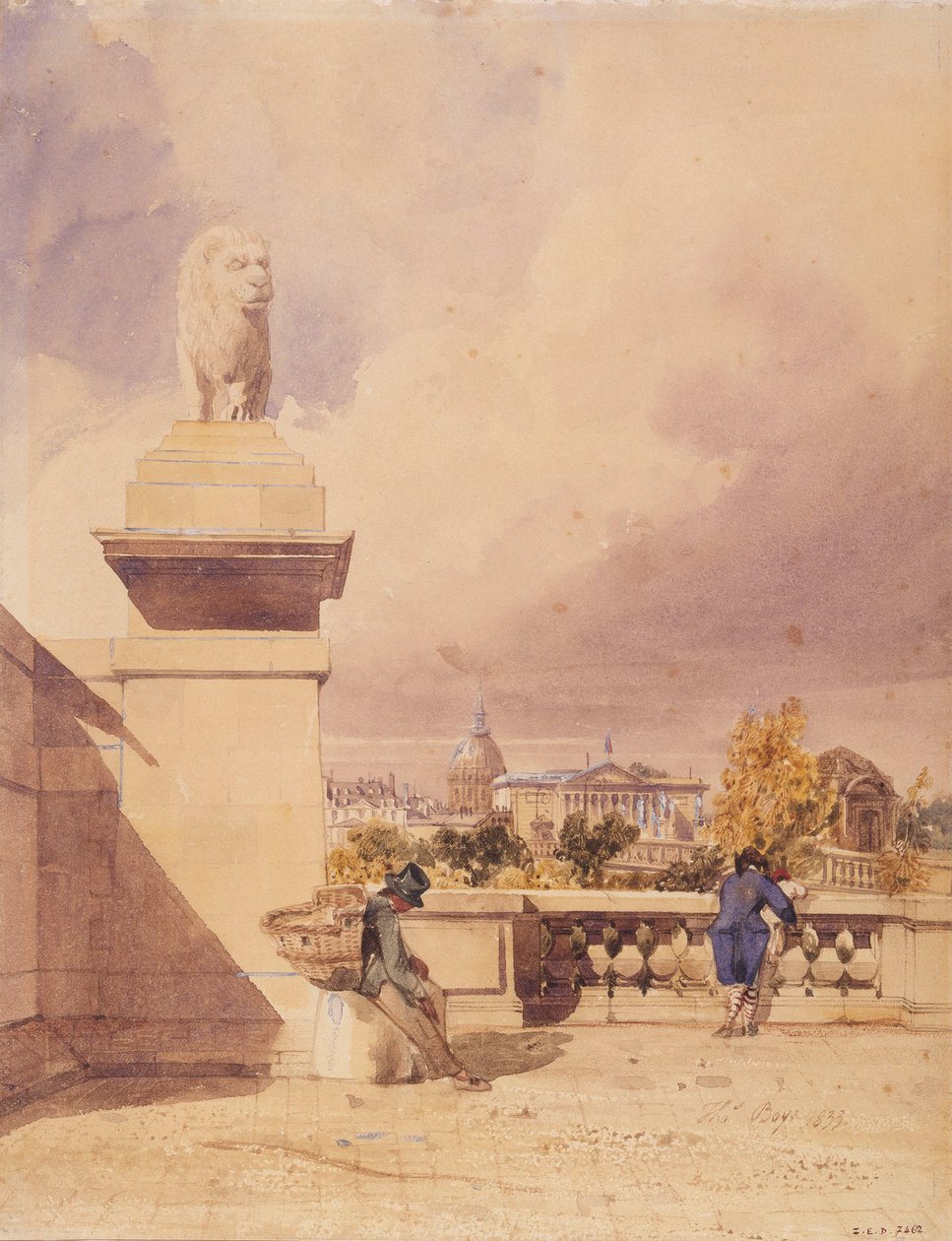 Concorde-broen set fra terrassen på Tuilerierne af Thomas Shotter Boys
