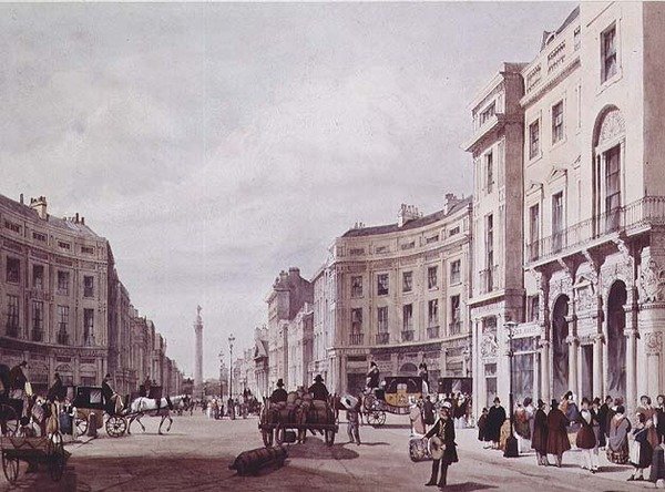 Udsigt over Regent Street, ser mod hertugen af Yorks søjle af Thomas Shotter Boys