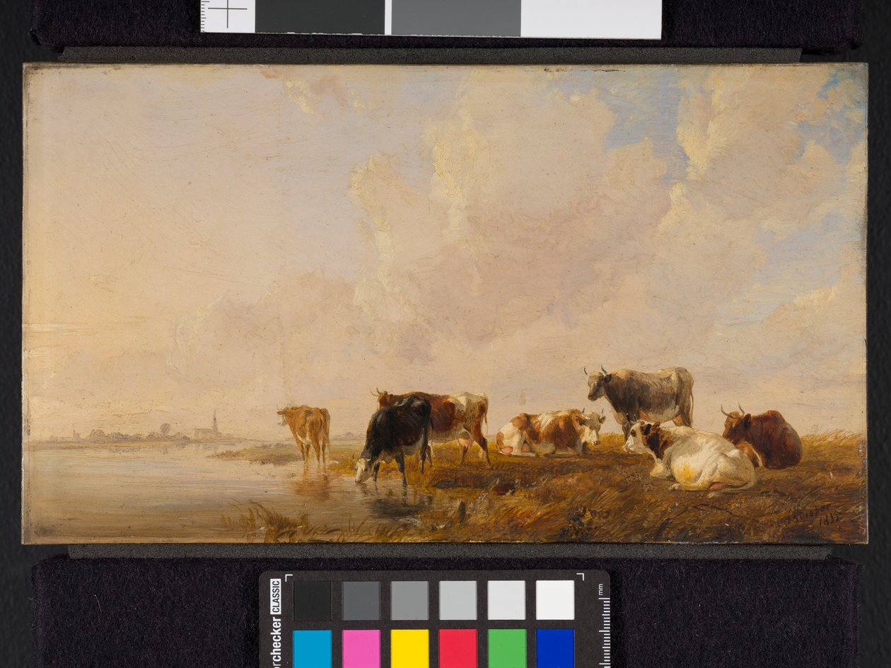Kvæg ved en flod, 1835 af Thomas Sidney Cooper