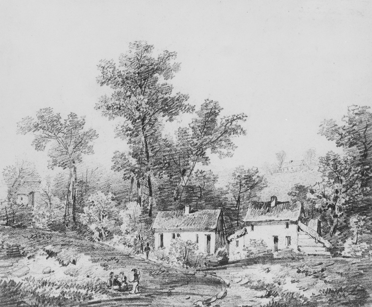 Gårdslandskab (fra McGuires scrapbog) af Thomas Sidney Cooper