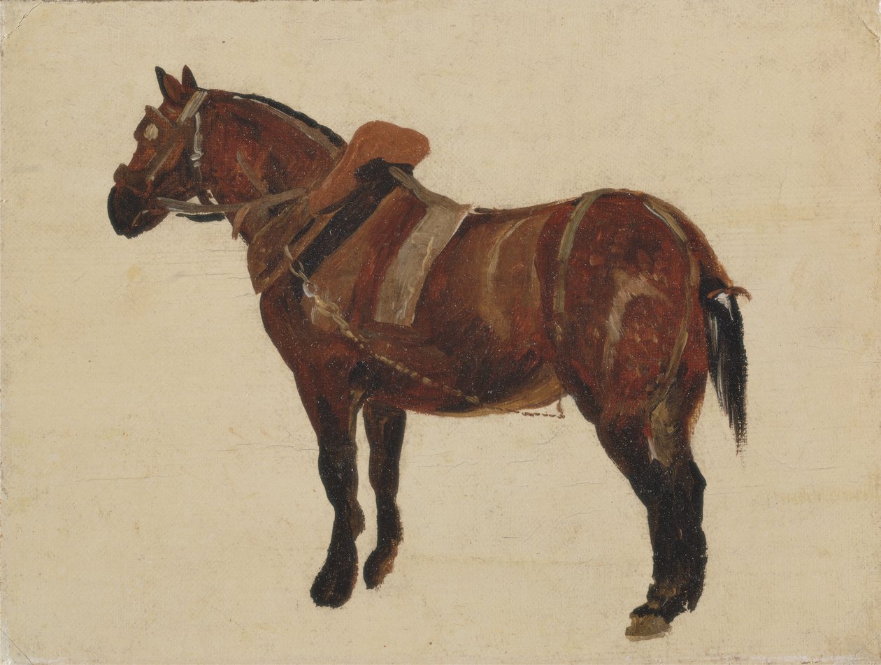 Studie af en arbejdshest (olie på lærred) af Thomas Sidney Cooper