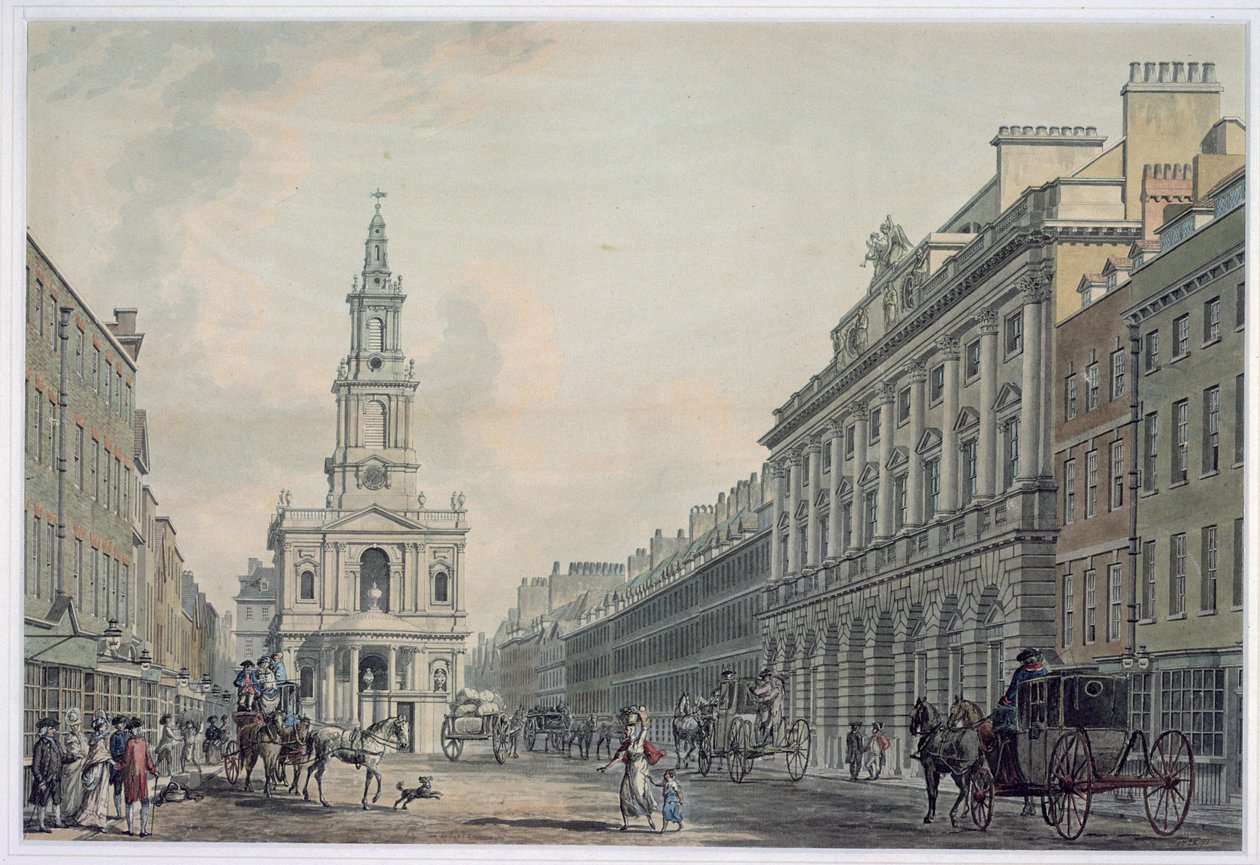 The Strand with Somerset House and St. Mary le Strand, 1781 (akvatint) af Thomas Snr. Malton
