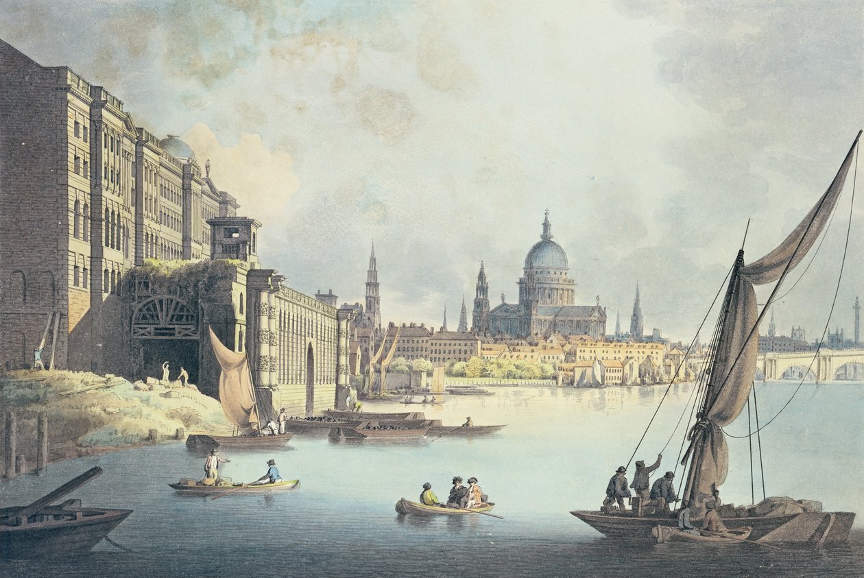 Udsigt over Somerset House og Themsen, 1796 af Thomas Snr. Malton
