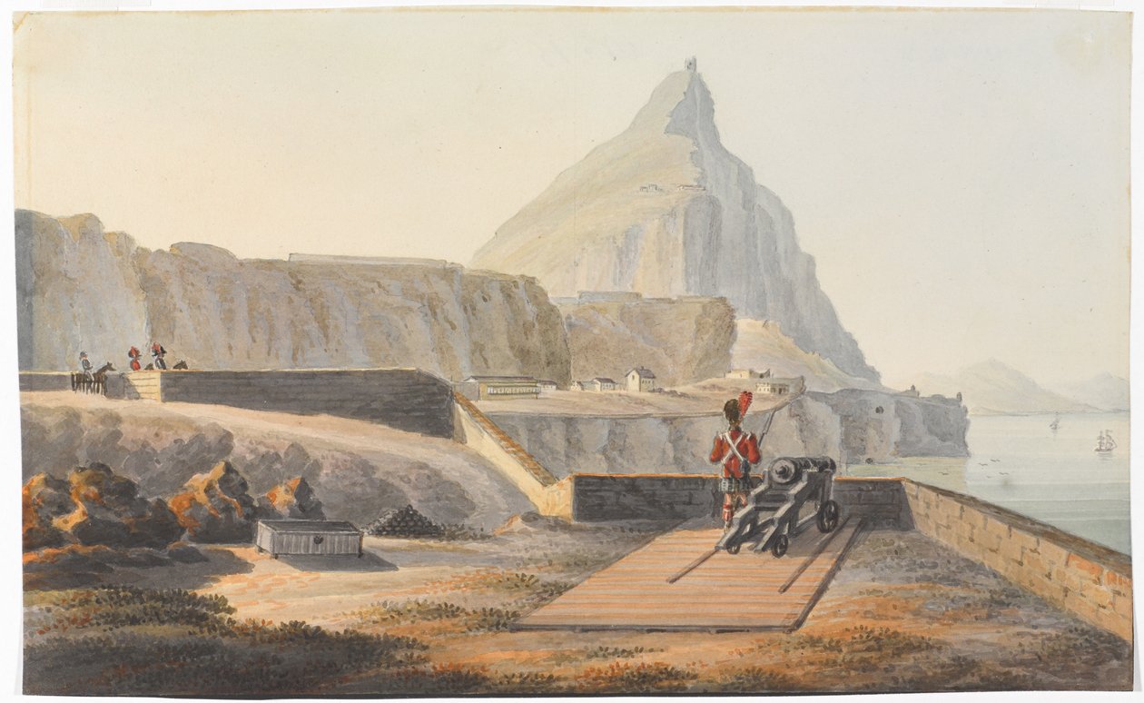 The Guvernors Cottage on the Rock of Gibraltar, marts 1827. (akvarel) af Thomas Staunton St Clair