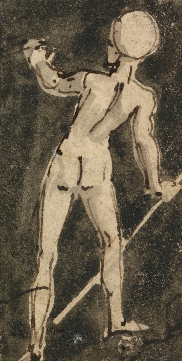 Bagsiden af nøgen figur af Thomas Stothard