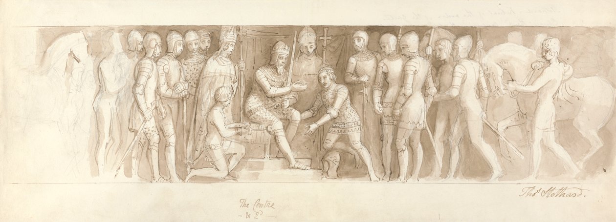 Design til Grand Staircase, Buckingham Palace, Center & 2d af Thomas Stothard