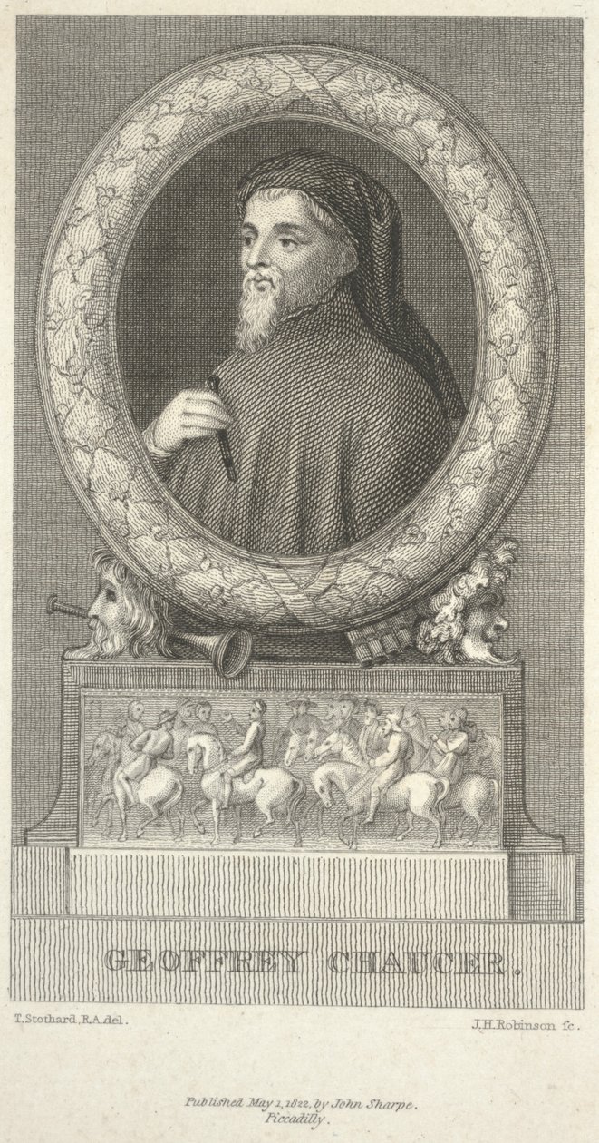 Geoffrey Chaucer, graveret af John Henry Robinson (1796-1871) af Thomas Stothard