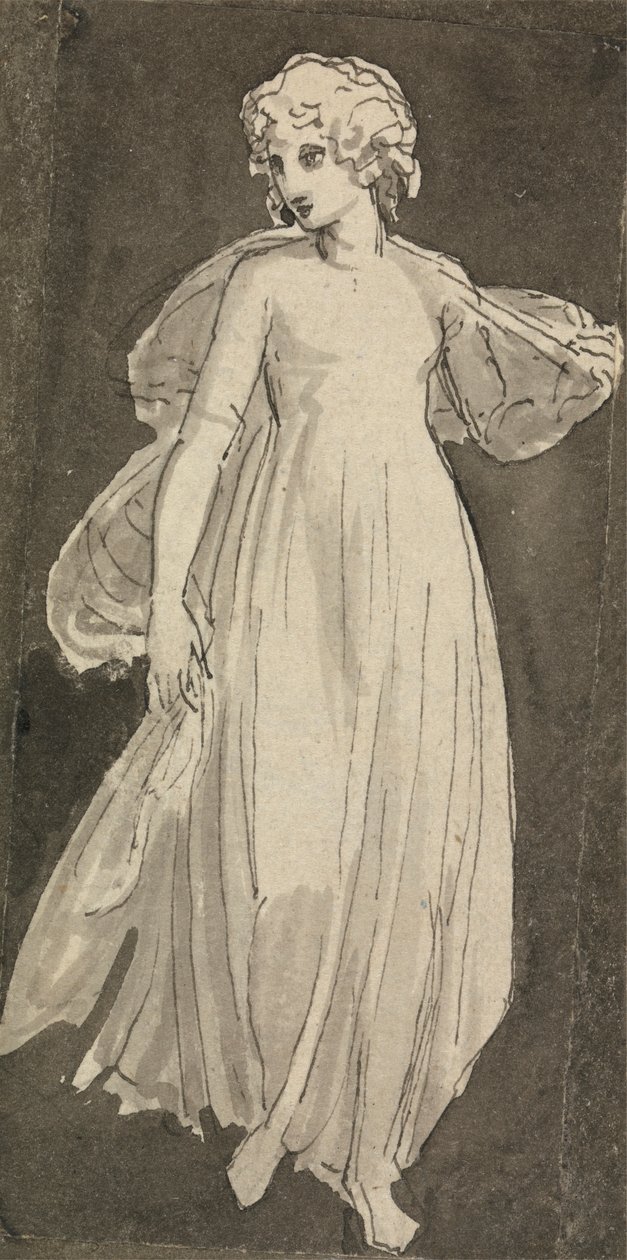 Pige, fuld længde, vendt foran af Thomas Stothard
