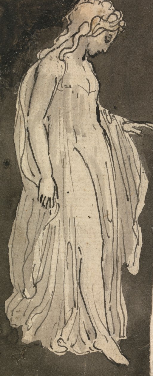 Pige, fuld længde, højrevendt af Thomas Stothard