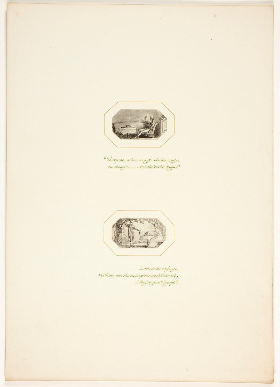 Studie für eine Platte aus The Task af Thomas Stothard