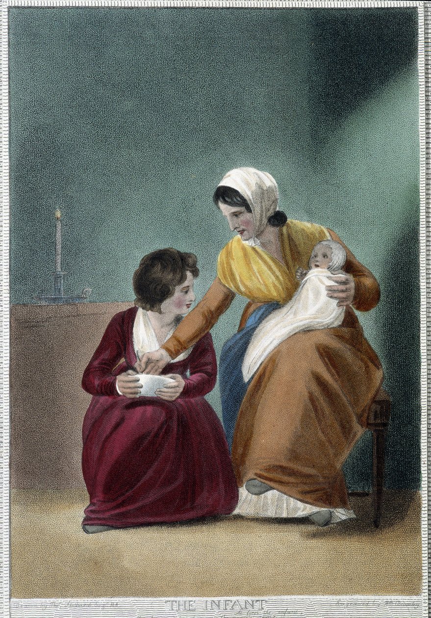 The Newborn - i "The 7 Ages of Man"" af Shakespeare, ill. af W. Broniley, London af Thomas Stothard