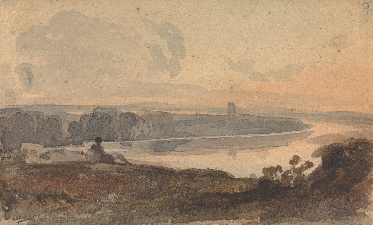 Landskab med Winding River, Figur på Bakken i Forgrunden af Thomas Sully