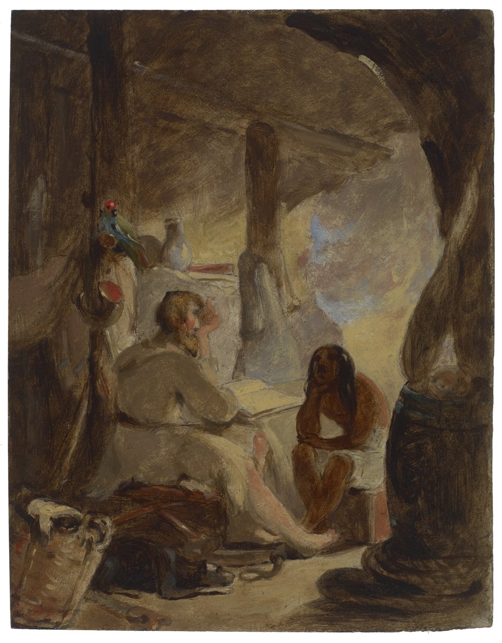 Robinson Crusoe og fredag i hulen, ca. 1856 af Thomas Sully