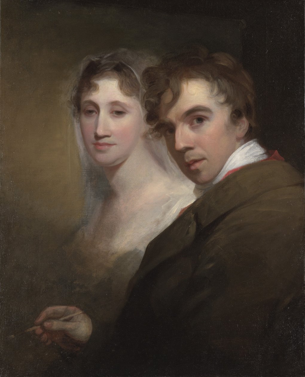 Selvportræt af kunstneren, der maler sin hustru, ca. 1810 af Thomas Sully
