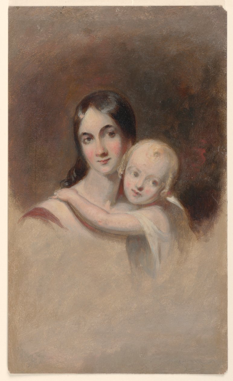 Undersøgelse til "Portræt af Mrs. James Robb og hendes tre børn," Ogden Museum of Southern Art, New Orleans, LA af Thomas Sully