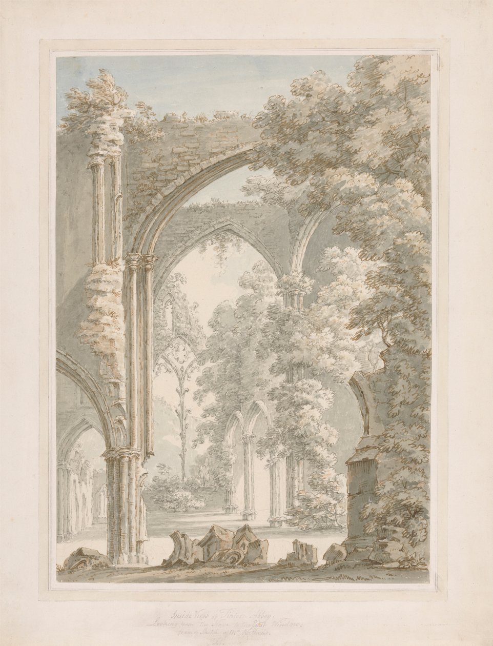 Indvendig udsigt over Tintern Abbey fra skibet til østvinduet af Thomas Sunderland