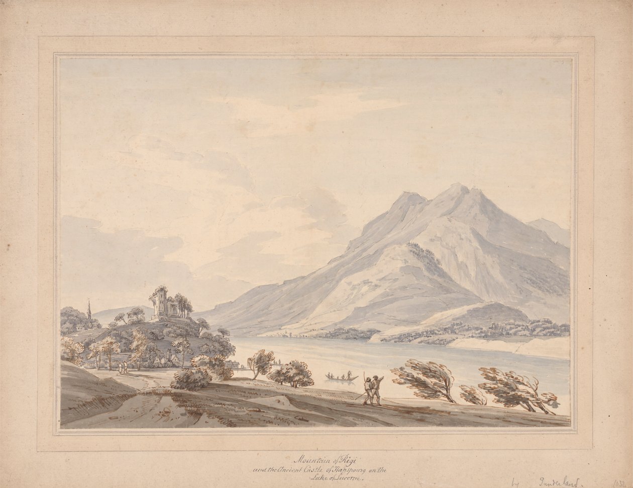 Rigi-bjerget og Hapsbourgs antikke slot ved Lucerne-søen af Thomas Sunderland