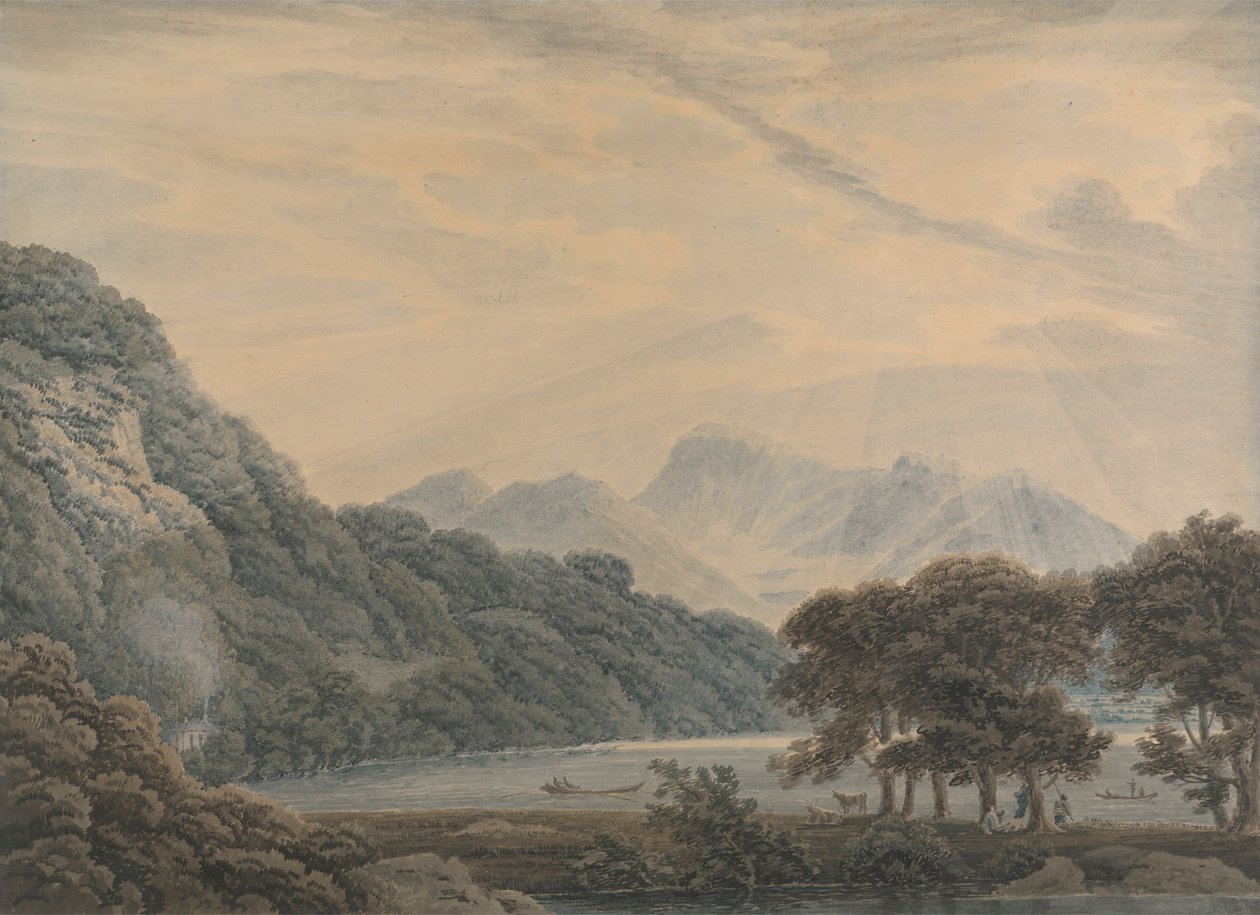 Lederen af Ullswater, med Lodge of Patterdale til venstre af Thomas Sunderland