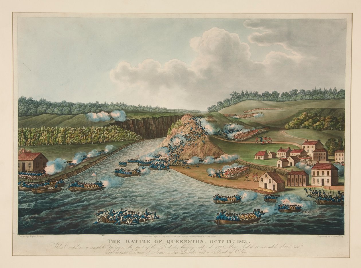 Slaget ved Queenstown, 13. oktober 1813, udgivet for J. Jenkins Martial Achievements af Thomas Sutherland