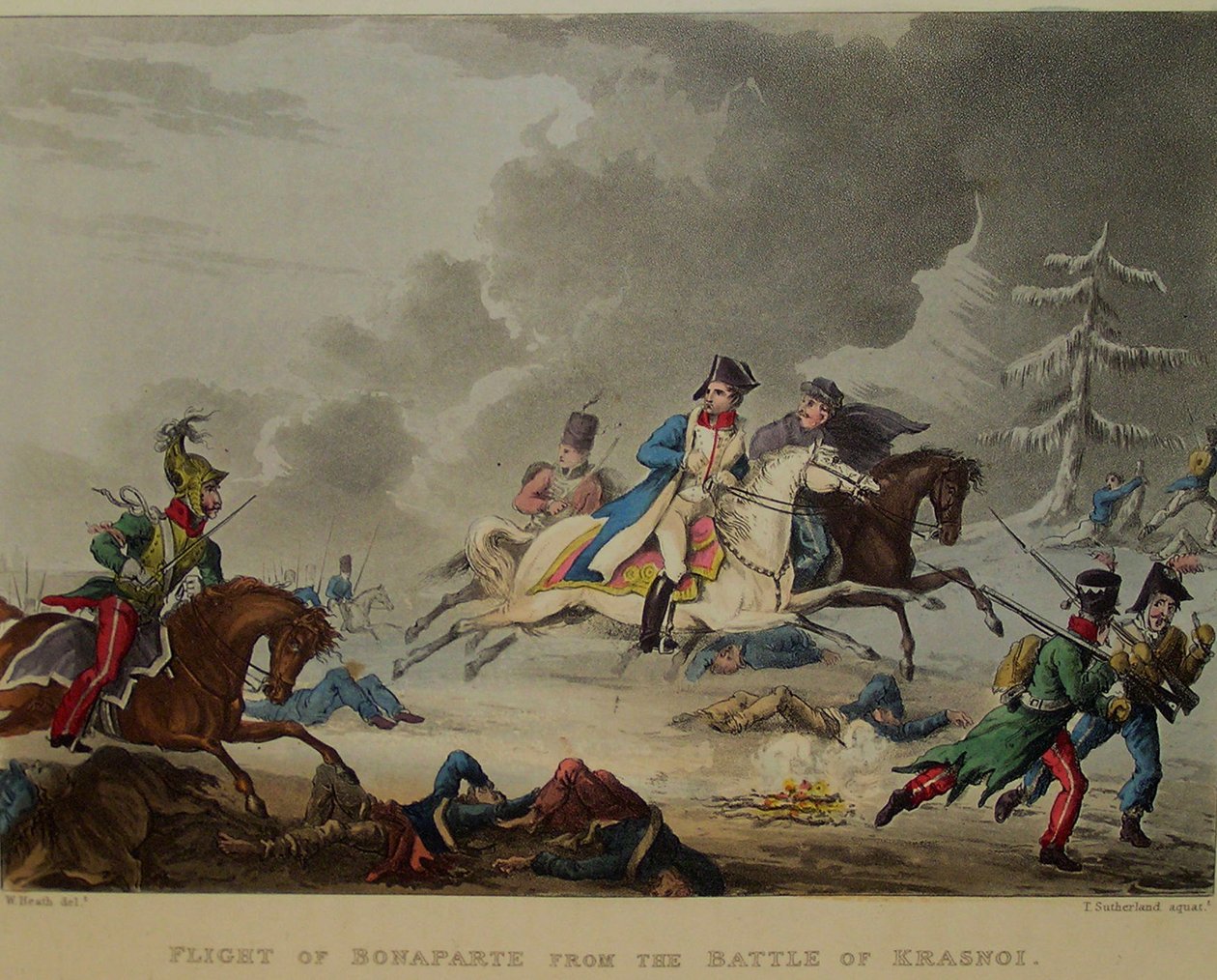 Bonapartes flugt fra slaget ved Krasnoi, 1815 af Thomas Sutherland