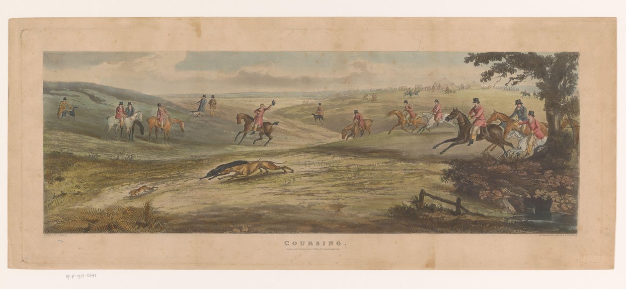 To greyhounds jagter en hare Coursing (titel på objekt) af Thomas Sutherland