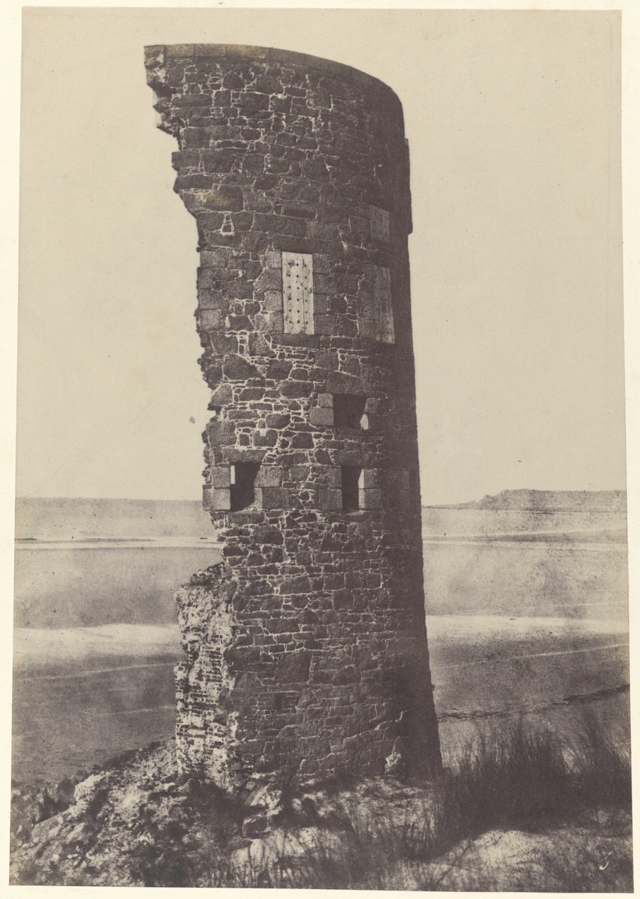 Tårn ramt af lyn, Saint-Ouen Bay,1854 (foto) af Thomas Sutton