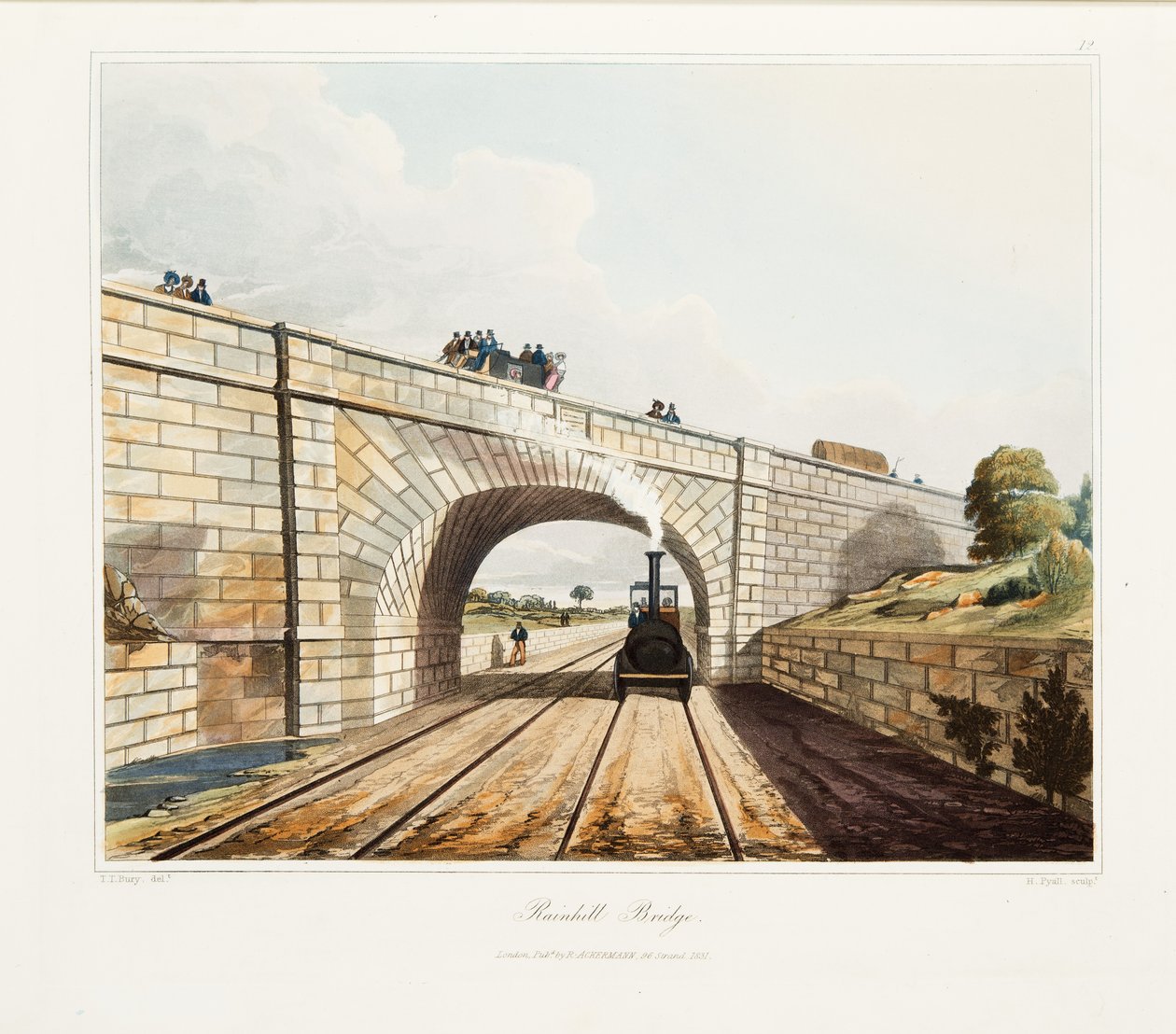 Rainhill Bridge, udgivet 1831 (håndfarvet gravering) af Thomas Talbot Bury