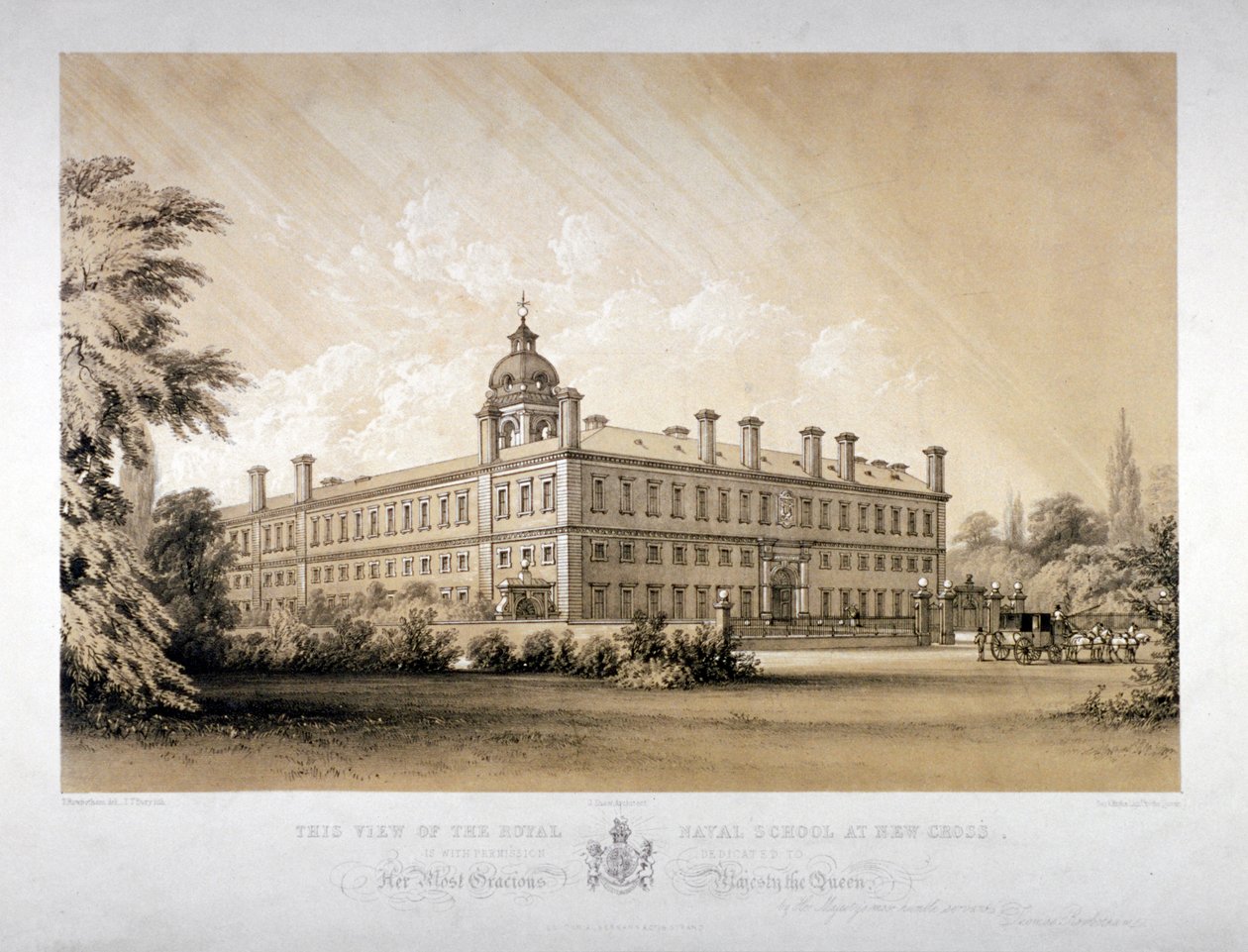 Royal Naval School ved New Cross, Lewisham, London, c1870. af Thomas Talbot Bury