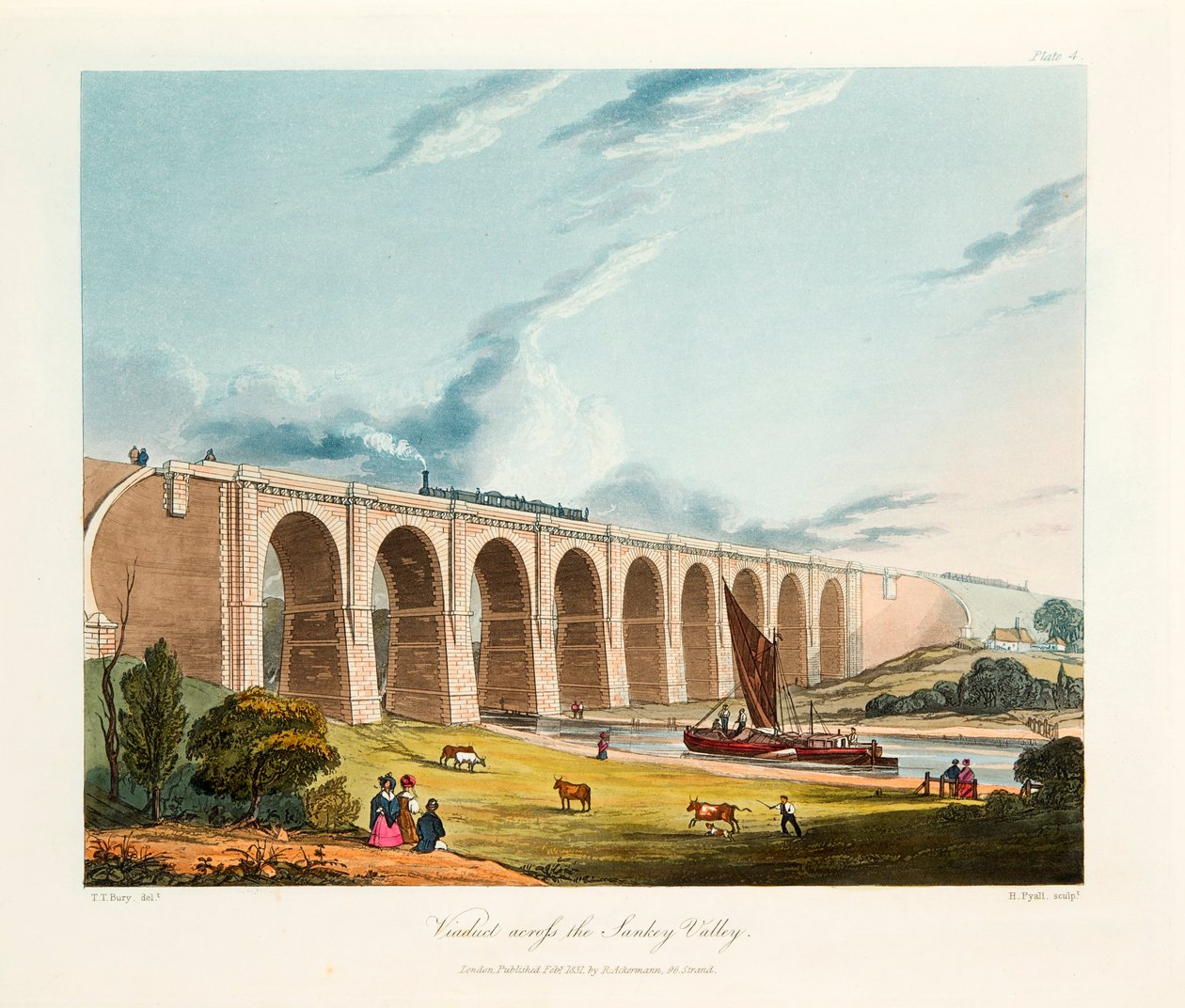 Viadukt over Sankey Valley, Warrington, Cheshire, februar 1831. af Thomas Talbot Bury