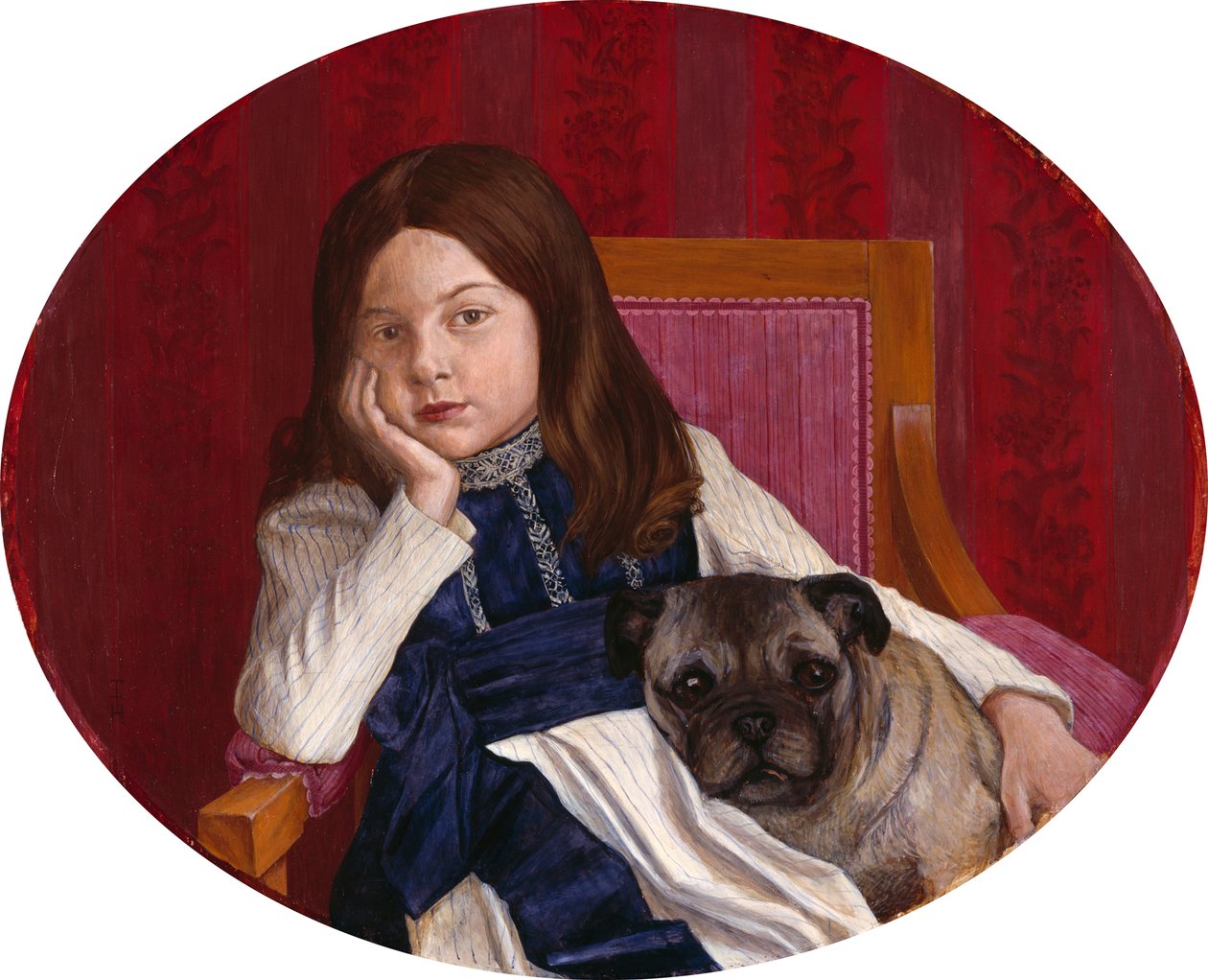 Johanna, kunstnerens datter med en mops af Thomas Theodor Heine