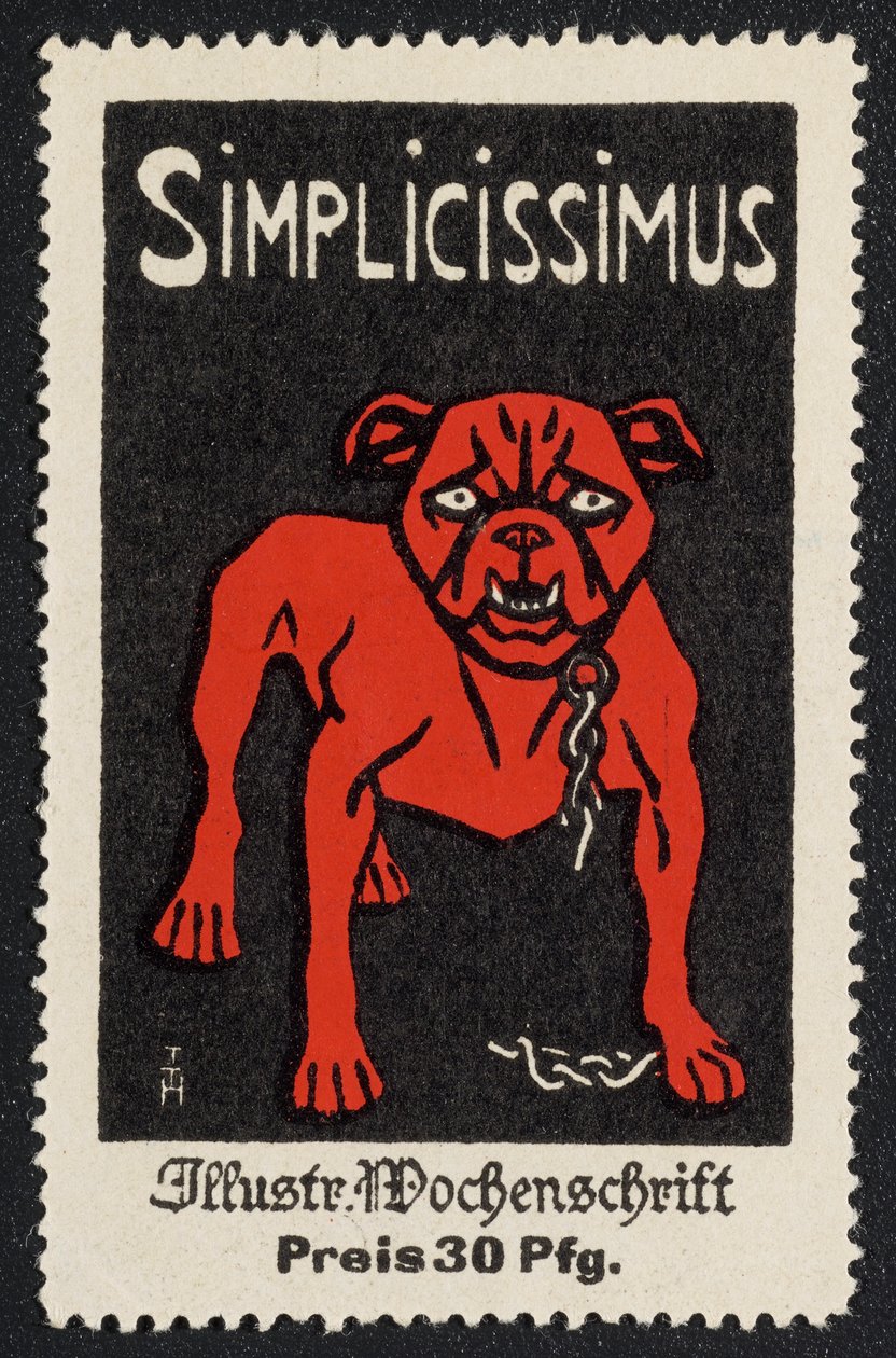 Reklamemarke "Simplicissimus 30 Pfg." af Thomas Theodor Heine