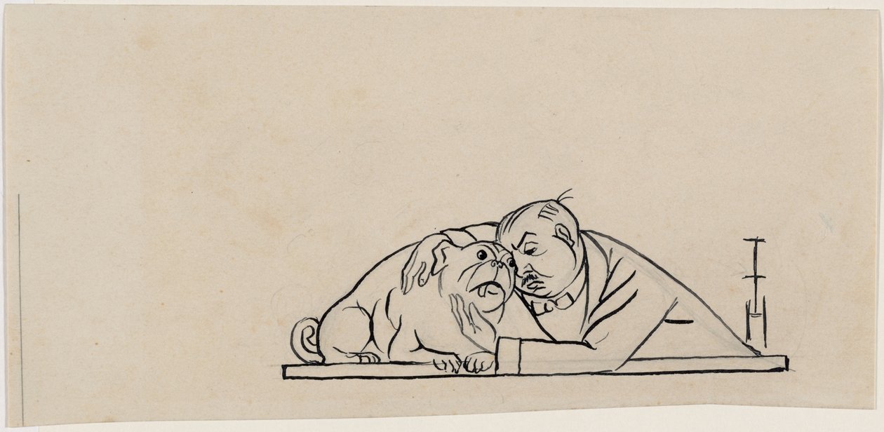 Selvportræt med mops af Thomas Theodor Heine