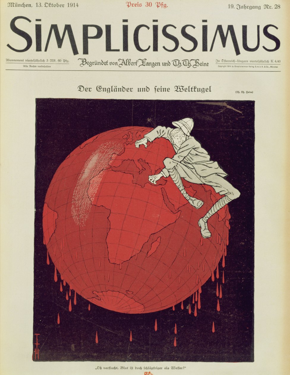 Englænderen og hans verdensbold, forside af et tysk magasin, 