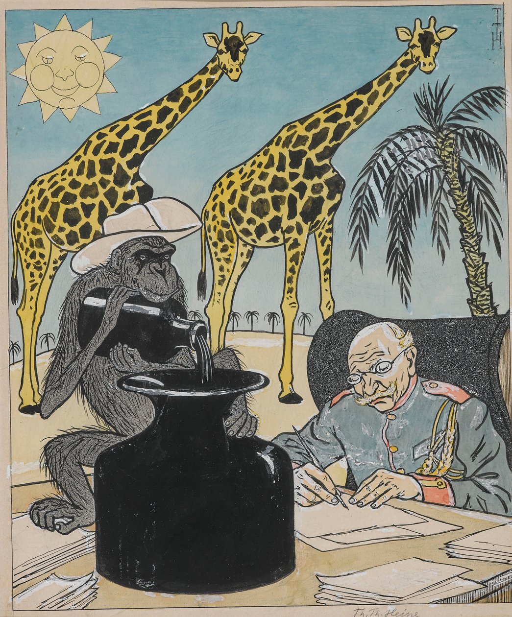 Kolonierne kan ikke blomstre under den tyske regering, fordi blækket tørrer..., 1903. af Thomas Theodor Heine