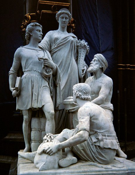 Commerce, skulpturgruppe fra Albert Memorial, afsluttet i 1876 (granit) af Thomas Thornycroft