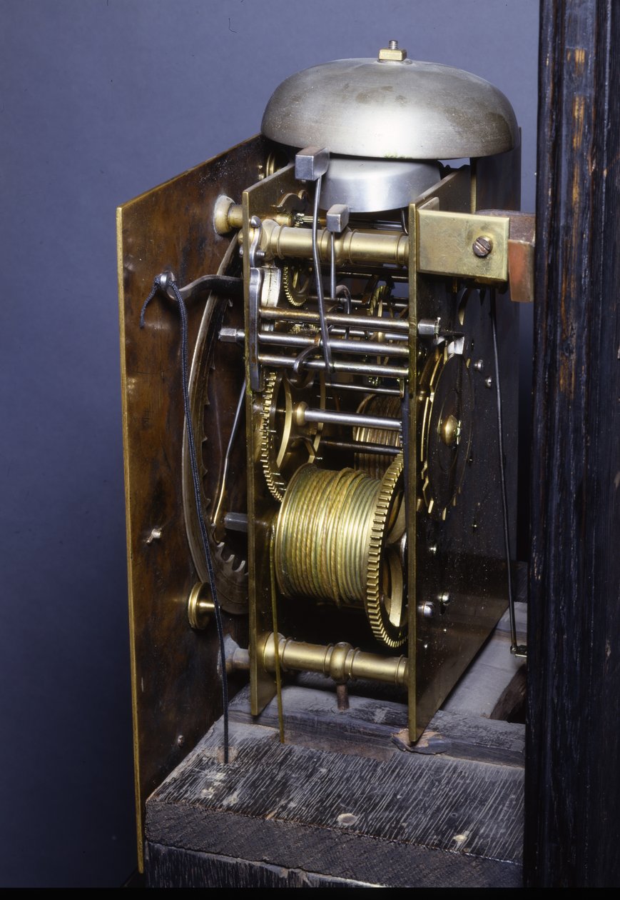 Detalje af et Charles II romersk slående, månedsgående ur, 1675 af Thomas Tompion