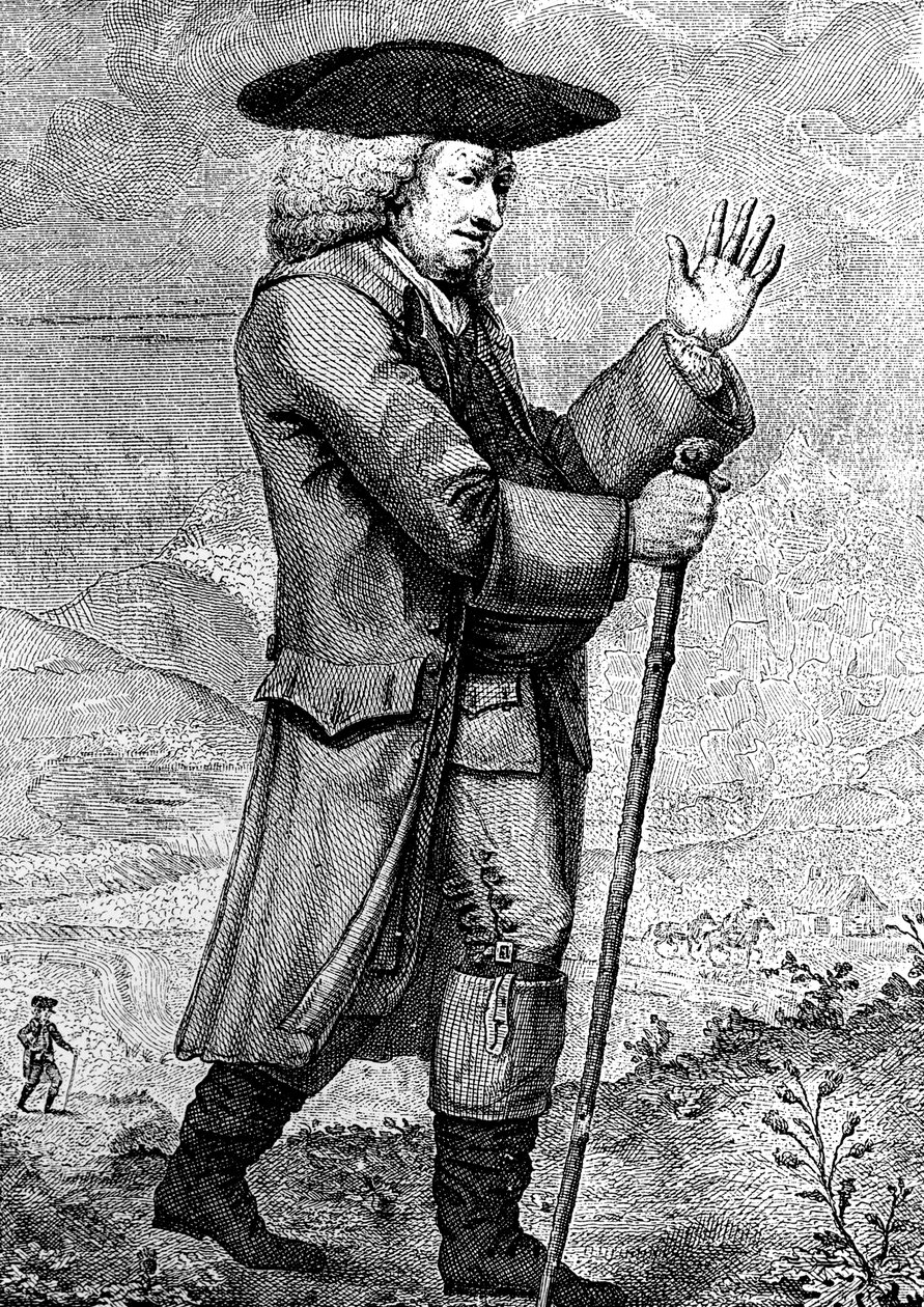 Dr. Johnson i sin rejsekjole, som beskrevet i Boswells Tour, c1773, 1786 af Thomas Trotter