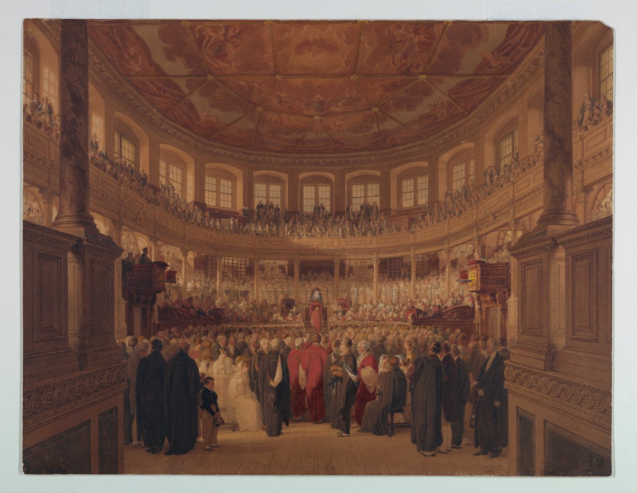Tegning, Encaenia i Sheldonia, 1814 af Thomas Unwins