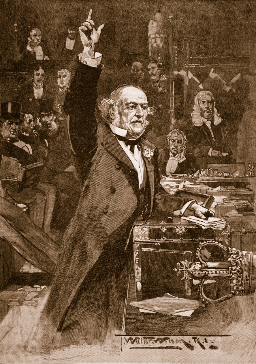 Introduktion af lovforslaget om hjemmestyre: Mr. Gladstone afleverer sin udtalelse, 1886, illustration fra 
