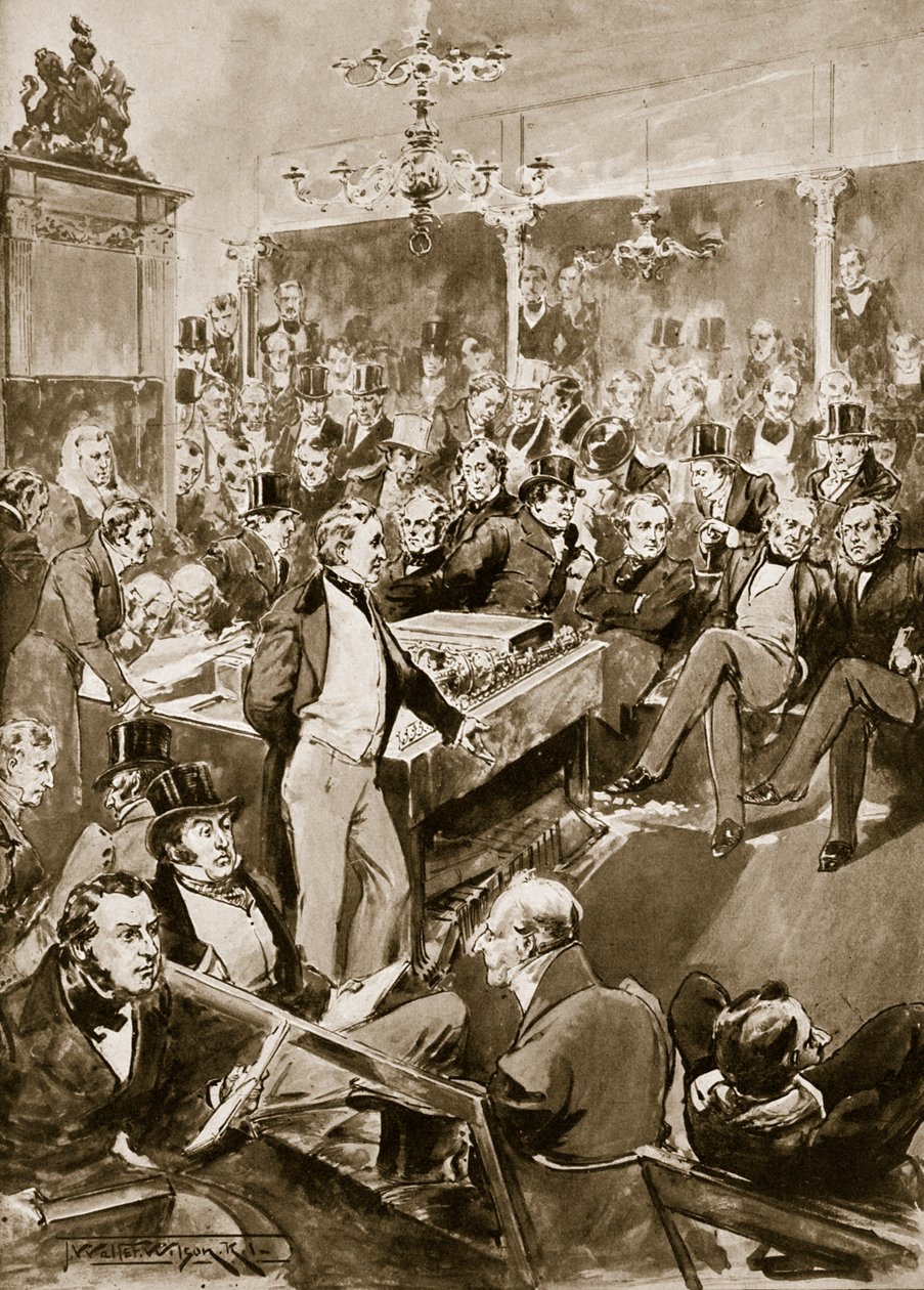 Sir Robert Peel i huset, 1846, illustration fra "Hutchinson