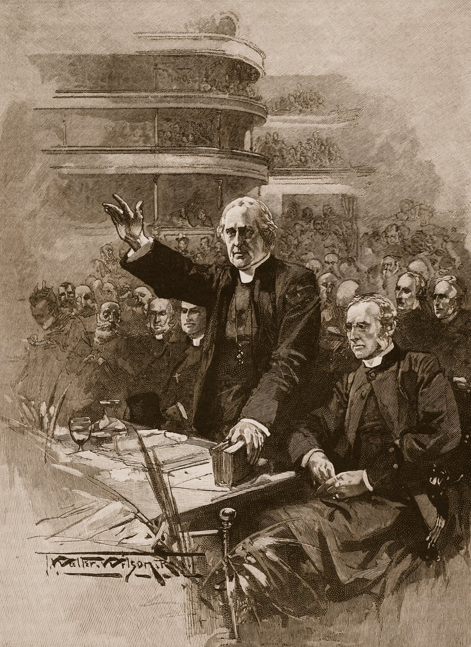 Ærkebiskoppen af Canterbury ved demonstrationen i Royal Albert Hall, 1893, illustration fra 