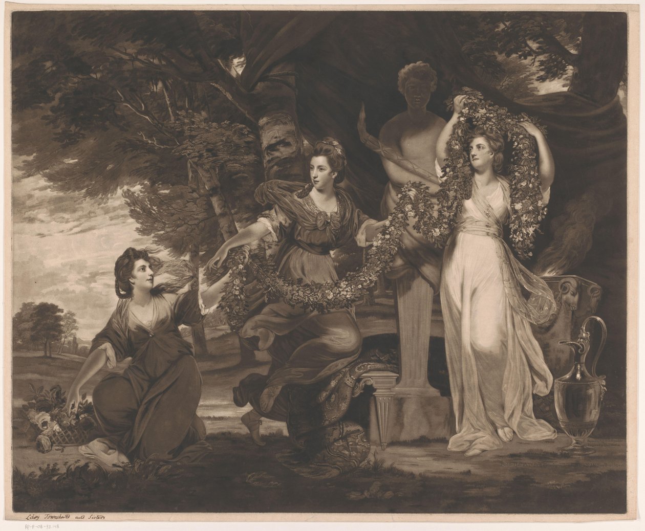 Portræt af Barbara Beresford, Elizabeth Gardiner og Anne Townshend som de tre nåder af Thomas Watson