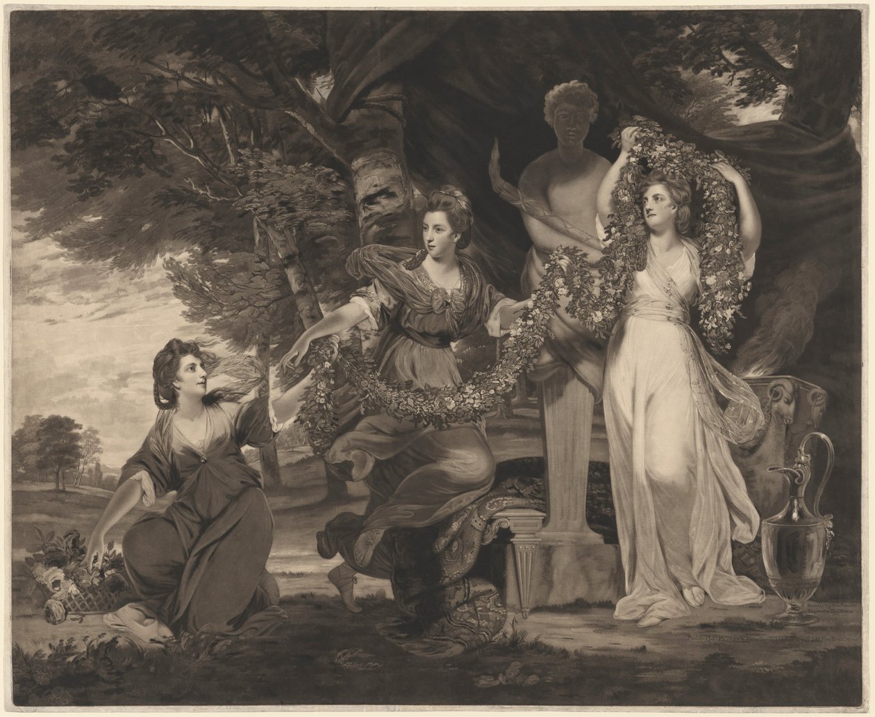 A Sacrifice to Hymen (Three Daughters of Sir William Montgomery) af Thomas Watson after Sir Joshua Reynolds