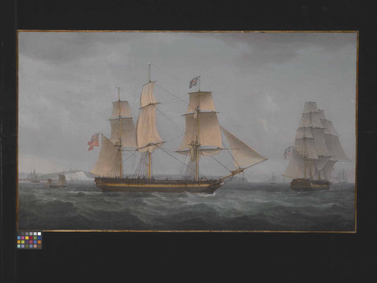 Off The Dover Coast (olie på lærred) af Thomas Whitcombe